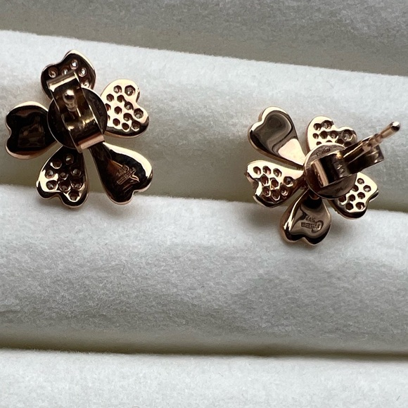 Effy 14K Rose Gold Ruby & Diamond Flower Earrings - Picture 5 of 5